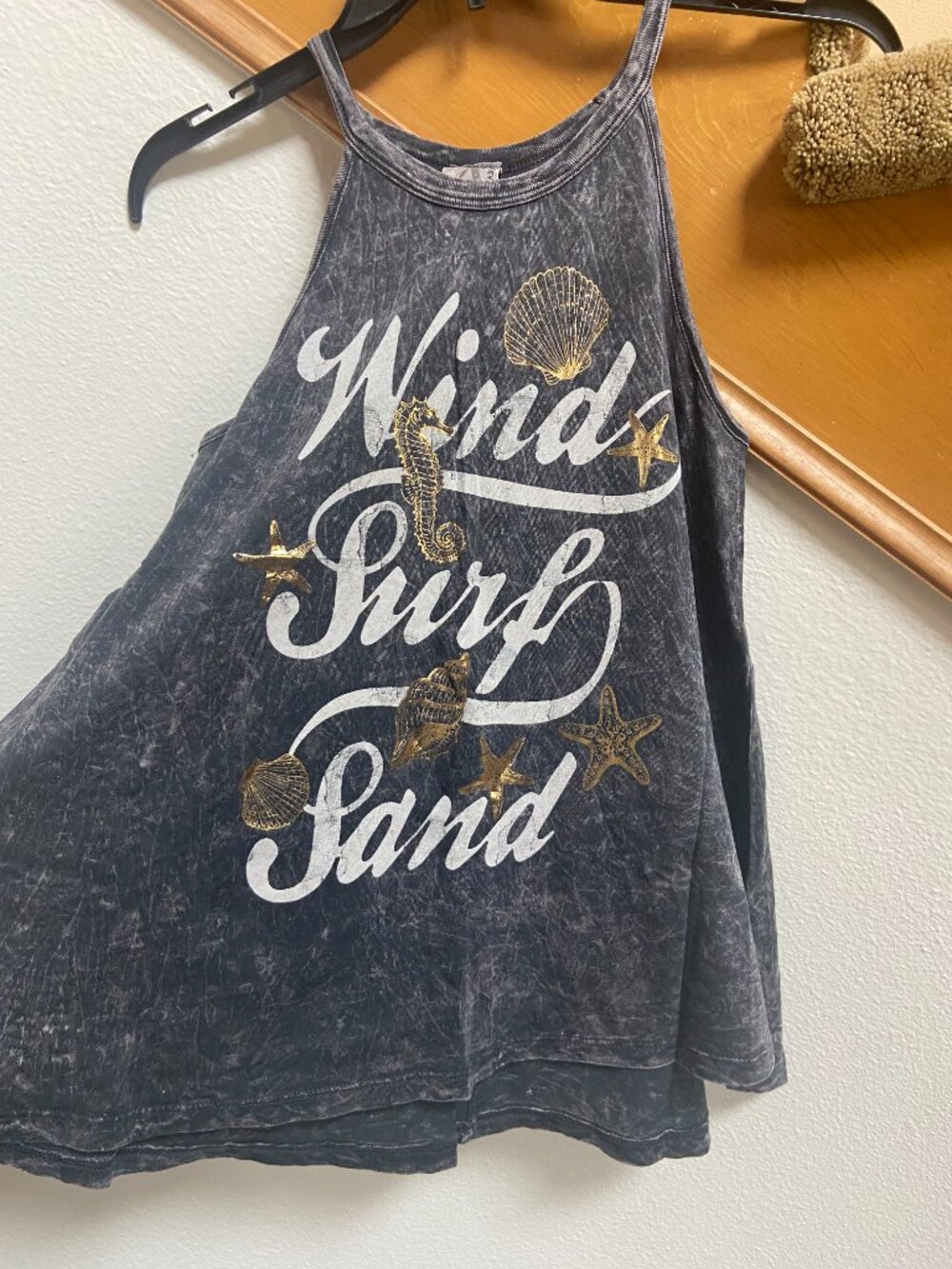 Wind Surf Sand Distressed Gray Gold Swing Tank excellent condition womens size S